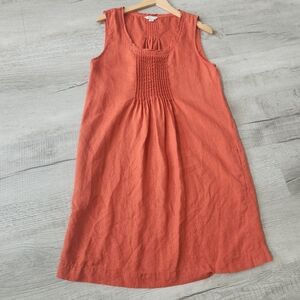 Garnet Hill Women's French Linen Dress in Orange Size 10